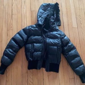 Leather Black Puffer Jacket